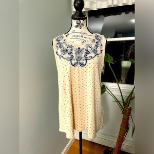 Lucky brand tank top with embroidery detailed top